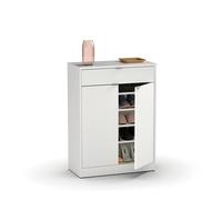 MUEBLES PITARCH | Recibidor Zapatero Mueble Auxiliar de Entrada con cajón y 4 estantes Regulables, Blanco Alto Brillo, 20 Pares de Zapatos, 101x75x36cm, Modelo Berlín