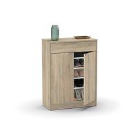 MUEBLES PITARCH | Recibidor Zapatero Mueble Auxiliar de Entrada con cajón y 4 estantes Regulables, Roble Cambrian, 20 Pares de Zapatos, 101x75x36cm, Modelo Berlín