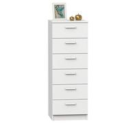 MUEBLES PITARCH | Sinfonier Cómoda 6 Cajones guías metálicas, Cajonera Dormitorios, Blanco, 110x40x40cm (Alto x Ancho x Fondo) con Tirador, Colección Tibet