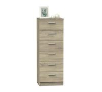 MUEBLES PITARCH | Sinfonier Cómoda 6 Cajones guías metálicas, Cajonera Dormitorios, Roble Cambrian, 110x40x40cm (Alto x Ancho x Fondo) con Tirador, Colección Tibet
