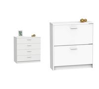 MUEBLES PITARCH Tibet Cómoda, Blanco, 78 x 74 x 40 cm Tibet Zapatero, Blanco, 82 x 74 x 25 cm