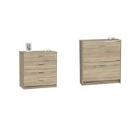 MUEBLES PITARCH Tibet Cómoda, Roble Cambrian, 78 x 74 x 40 cm Tibet Zapatero, Roble Cambrian, 82 x 74 x 25 cm