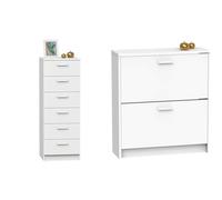 MUEBLES PITARCH Tibet Sinfonier, Blanco, 110 x 40 x 40 cm Tibet Zapatero, Blanco, 82 x 74 x 25 cm