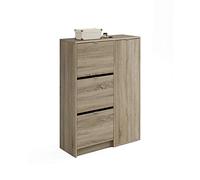 MUEBLES PITARCH | Zapatero Botero Mueble Auxiliar de Entrada, 25 Pares de Zapatos, con 3 Puertas y 2 estantes Regulables, Roble Cambrian, 122x85x37cm, Modelo Trevi