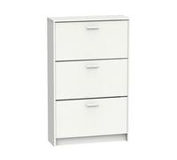 MUEBLES PITARCH | Zapatero Recibidor Mueble Auxiliar Estrecho 3 Puertas para Entrada Blanco, 18 Pares de Zapatos, 82x74x25cm, Colección Tibet