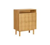 MUEBLES PITARCH |Zapatero Multiusos con Patas de Madera 2 Puertas Abatibles, Zapatero Nórdico Japandi, 92×78,5×35,6 cm, Mueble de Almacenaje, Moderno, Modelo Taiga.