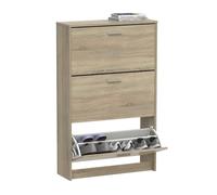 MUEBLES PITARCH | Zapatero Recibidor Mueble Auxiliar Estrecho 3 Puertas para Entrada Roble Cambrian, 18 Pares de Zapatos, 82x74x25cm, Colección Tibet