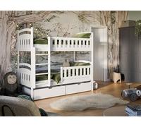Muebles Slavic Cama Infantil Ignacio 90x200cm, litera Infantil, Cama para 2 niños, Cama para niños con cajones, Madera de Pino, Color Blanco (Sin colchón)