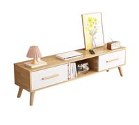 Muebles Tv Salon Engrosado Madera Maciza Soporte de TV de Pie Encimera Abierta Almacenamiento con Varios Cajones Tirador de Madera Maciza Mesa Tvi con Orificio Posterior para Cables(White,120*30*40cm)