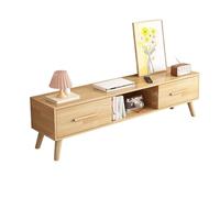 Muebles Tv Salon Engrosado Madera Maciza Soporte de TV de Pie Encimera Abierta Almacenamiento con Varios Cajones Tirador de Madera Maciza Mesa Tvi con Orificio Posterior para Cables(Brass,100*30*40cm)