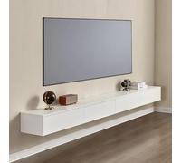 Muebles Tv Salon Montado en La Pared Multifuncional Suspendido Madera Maciza Muebles para TV Almacenamiento Dividido de Gran Capacidad Herrajes Deslizantes Muebles Tele para Salón Dormitorio(White,120