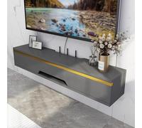 Muebles TV Salon Suspendido Tablero Ecológico de Madera Maciza Mesa de TV Gran Capacidad de Almacenamiento Puertas Correderas Soporte de TVs para Salón Dormitorio(Gray,50x20x18.4cm)