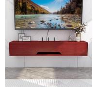 Muebles TV Salon Suspendido Tablero Ecológico de Madera Maciza Mesa de TV Gran Capacidad de Almacenamiento Puertas Correderas Soporte de TVs para Salón Dormitorio(Red,130x20x18.4cm)