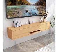 Muebles TV Salon Suspendido Tablero Ecológico de Madera Maciza Mesa de TV Gran Capacidad de Almacenamiento Puertas Correderas Soporte de TVs para Salón Dormitorio(Brass,130x20x18.4cm)
