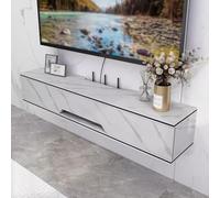 Muebles TV Salon Suspendido Tablero Ecológico de Madera Maciza Mesa de TV Gran Capacidad de Almacenamiento Puertas Correderas Soporte de TVs para Salón Dormitorio(Beige,70x20x18.4cm)