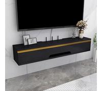 Muebles TV Salon Suspendido Tablero Ecológico de Madera Maciza Mesa de TV Gran Capacidad de Almacenamiento Puertas Correderas Soporte de TVs para Salón Dormitorio(Black,150x20x18.4cm)