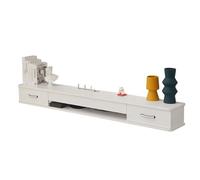 Muebles TV Salon Tablero Ecológico de Madera Maciza Muebles Tele Flotante Tirador en Forma de U Muebles Bajo TV con Puerta Basculante Semicerrada y Cajón Doble para Salón Dormitorio(White)