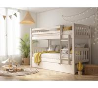 MUEBLESYA Litera de Madera de Pino Macizo con Cama Nido Elevable y 3 Plazas | Estructura Convertible en 2 Camas Individuales para Niños y Adultos | Seguridad Europea Certificada y Escalera Reversible