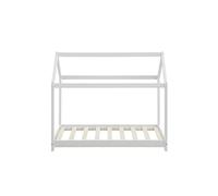 MUEBLIX.COM | Cama Infantil Casa Pablo | Cama Infantil 70 x 140 cm | Color Blanco | Estructura y Marco de Madera de Pino | Listones de Madera Contrachapada