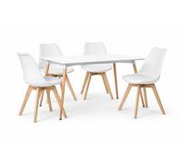 MUEBLIX.COM | Mesa de Comedor Garmo + 4 Sillas Aneto, Mesa Rectangular con Tablero Resistente MDF, Patas Rigidas de Madera, con Diseño Moderno