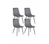 MUEBLIX.COM - Pack de 4 Sillas Orotava, Tela Fabric y Patas Tubulares, Silla de Salón, Comedor, Recepción, para Cocina u Oficina, Resistente y Duradera, con Diseño Moderno, Color Gris
