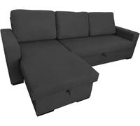 MUEBLIX.COM | Sofa Cama Chaiselongue Galicia, 3 Plazas, Cheslong de Salon, Sillón Cama con Arcon, de Diseño, Color Gris