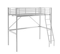 MUEBLIX | Literas Juveniles 90x190 | Cama Alta Individual | Estructura de Metal | Literas Juveniles Baratas con Escalera | Ideal para Loft para Escritorio Debajo | Modelo Pedro