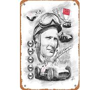 muecddoa Póster de metal de Juan Manuel Fangio de 8 x 12 pulgadas, decoración de pared de cueva de hombre retro vintage