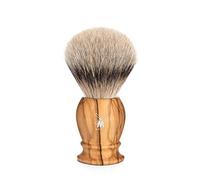 Mühle Brocha Afeitar Tejón Punta Plata Madera de Olivo M | Brocha de afeitar con nudo de 21 mm de fibra plateada, pelo sintético vegano, premium y duradero, color marrón