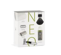 MÜHLE Juego de regalo NEO: juego de afeitado y brocha de afeitar, incluye palo de afeitar, protector de cuchilla, paquete de 10 hojas de afeitar y toalla de afeitar de algodón