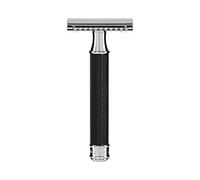 Mühle - Maquinilla de afeitar (peine cerrado) | metal cromado negro, incluye Hoja clásica de doble filo, premium y duradera, para barba, cara y cuerpo