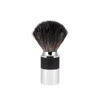 MÜHLE NEO - Brocha de afeitar vegana para jabones y cremas de afeitar | Sostenible, ecológica y reutilizable | Brocha de afeitar exfoliante | Cromo con mango de silicona negra