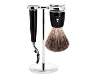 MÜHLE RYTMO Set de afeitado con navaja de 3 hojas de resina preciosa
