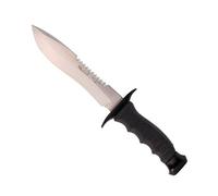 Muela Cuchillo Big Mountain 85-161 hoja de acero ACX-380 de 15 cm y empuñadura de goma negro para Caza, Pesca, Supervivencia y Bushcraft Realizado en Ciudad Real + Portabotellas de regalo