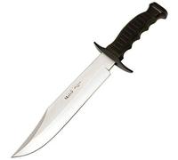 Muela Cuchillo Big Mountain 95-221 hoja de acero MoVa de 22 cm y empuñadura de goma verde para Caza, Pesca, Supervivencia y Bushcraft Realizado en Ciudad Real + Portabotellas de regalo