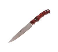 Muela Cuchillo CRIOLLO-14 hoja de acero MoVa de 14 cm y empuñadura de madera de coral para Caza, Pesca, Supervivencia y Bushcraft Realizado en Ciudad Real + Portabotellas de regalo