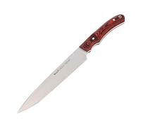 Muela Cuchillo CRIOLLO-17 hoja de acero MoVa de 17 cm y empuñadura de madera de coral para Caza, Pesca, Supervivencia y Bushcraft Realizado en Ciudad Real + Portabotellas de regalo