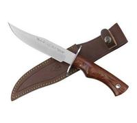 Muela Cuchillo de caza Cazorla CAZ-16R con hoja de acero inoxidable MoVa y empuñadura de madera rosewood para Caza, Pesca, Supervivencia y Bushcraft + Portabotellas de regalo