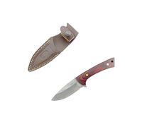 Muela Cuchillo de Caza Colibri COL-9R con Hoja de Acero Inoxidable MoVa de 9 cm y empuñadura de Madera de Coral para Caza, Pesca, Supervivencia y Bushcraft + Portabotellas de Regalo