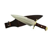 Muela Cuchillo Gran Duque DUQUE-25M hoja de acero MoVa de 26 cm y empuñadura de madera coral para Caza, Pesca, Supervivencia y Bushcraft Realizado en Ciudad Real + Portabotellas de regalo