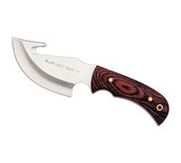 Muela Cuchillo GRIZZLY-12R hoja de acero ACX-380 de 12 cm y empuñadura de madera coral para Caza, Pesca, Supervivencia y Bushcraft Realizado en Ciudad Real + Portabotellas de regalo