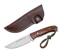 Muela Cuchillo husky HUSKY-10R hoja de acero MoVa de 10 cm y empuñadura de madera rosewood para Caza, Pesca, Supervivencia y Bushcraft Realizado en Ciudad Real + Portabotellas de regalo
