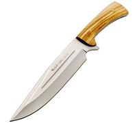 Muela Cuchillo Jabali JABALI-21 OL hoja de acero MoVa de 21 cm y empuñadura de madera de olivo para Caza, Pesca, Supervivencia y Bushcraft - Realizado en Ciudad Real