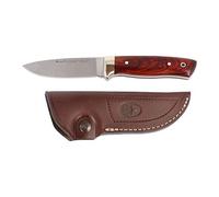 Muela Cuchillo Kodiak KODIAK-10CO hoja de acero ACX-380 de 10 cm y empuñadura de cocobolo y alpaca para Caza, Pesca, Supervivencia y Bushcraft Realizado en Ciudad Real + Portabotellas de regalo