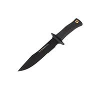 Muela Cuchillo Mirage MIRAGE-18N hoja de acero ACX-380 de 18 cm con recubrimiento antifricción PTFE y puño de goma para Caza, Pesca, Supervivencia y Bushcraft + Portabotellas de regalo