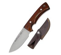 Muela Cuchillo Rhino RHINO-9CO hoja de acero MoVa de 9 cm y empuñadura de cocobolo para Caza, Pesca, Supervivencia y Bushcraft Realizado en Ciudad Real + Portabotellas de regalo