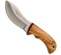Muela Cuchillo SIOUX-10.OL hoja de acero MoVa de 10 cm y empuñadura de olivo para Caza, Pesca, Supervivencia y Bushcraft Realizado en Ciudad Real + Portabotellas de regalo