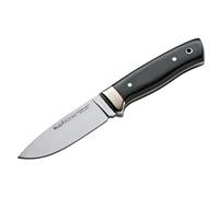 Muela Cuchillo supervivencia KODIAK-10M con hoja de acero inoxidable ACX-380 de 10 cm y empuñadura de micarta negra de 11 cm para Caza, Pesca, Supervivencia y Bushcraft + Portabotellas de regalo