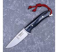 MUELA - HUSKY-10M.B. Cuchillo Enterizo Muela. Mango de micarta Negra/Azul. Acero Böhler. Hoja: 11 cm. Funda Piel. Herramienta para Caza, Pesca, Camping, Outdoor, Supervivencia y Bushcraft