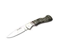 Muela Navaja BX-8.TH Edición Limitada 60 Aniversario hoja de acero MoVa de 8 cm y empuñadura de arce americano para Caza, Pesca, Supervivencia y Bushcraft + Portabotellas de regalo